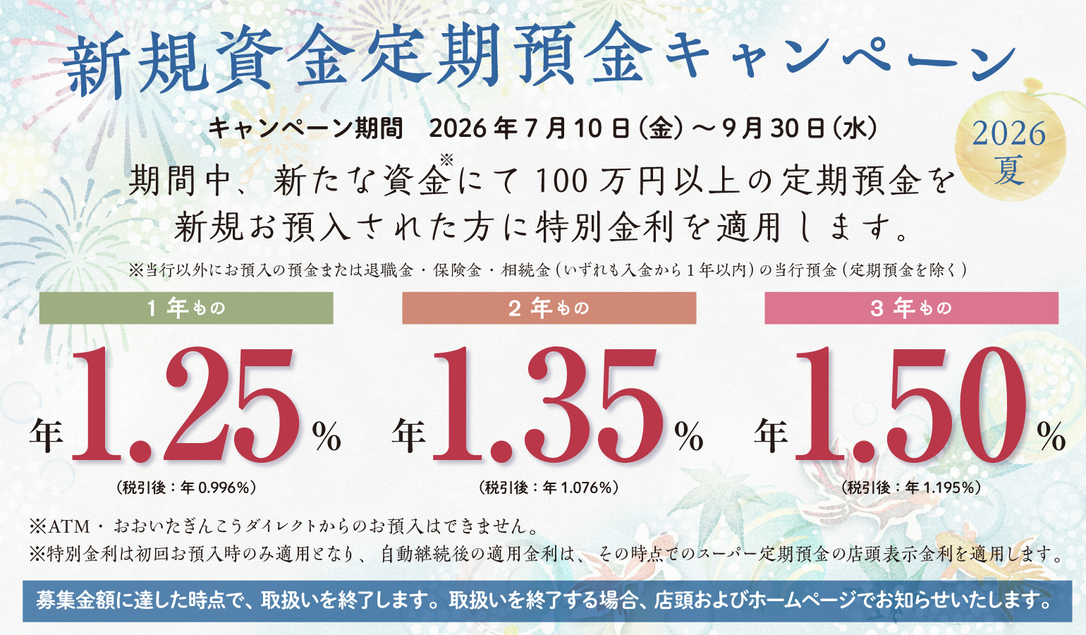 新規資金定期預金キャンペーン2026夏